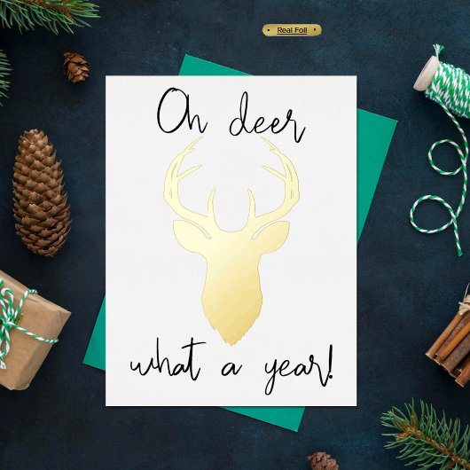 ああ鹿なんて1年だ！おもしろいクリ実在ス 箔シーズンポストカード