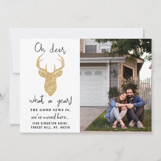 ああ鹿なんて1年だ！クリスマスおもしろいの写真 シーズンカード (正面)