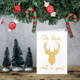 ああ鹿なんて1年だ！クリスマスおもしろい 箔カード