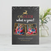 ああ鹿なんて1年だ!タータンチェックChalkboard 2写真 シーズンカード (スタンド正面)