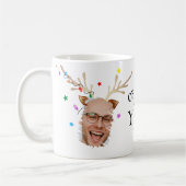 ああ鹿なんて1年だ!トナカイおもしろい写真クリスマス コーヒーマグカップ (左)