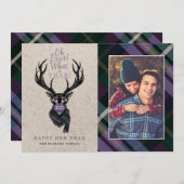 ああ鹿なんて1年だ!トナカイの格子模様のスカーフ&マスク シーズンカード (正面/裏面)