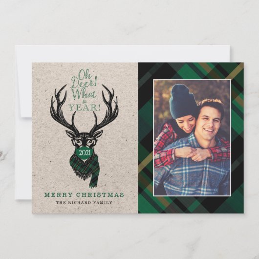 ああ鹿なんて1年だ！トナカイの格子模様のスカーフ&マスク シーズンカード (正面)