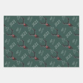 ああ鹿なんて1年だ!トナカイの格子模様のスカーフ&マスク ラッピングペーパーシート (正面3)