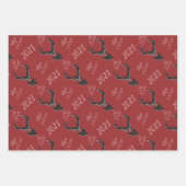 ああ鹿なんて1年だ!トナカイの格子模様のスカーフ&マスク ラッピングペーパーシート (正面)