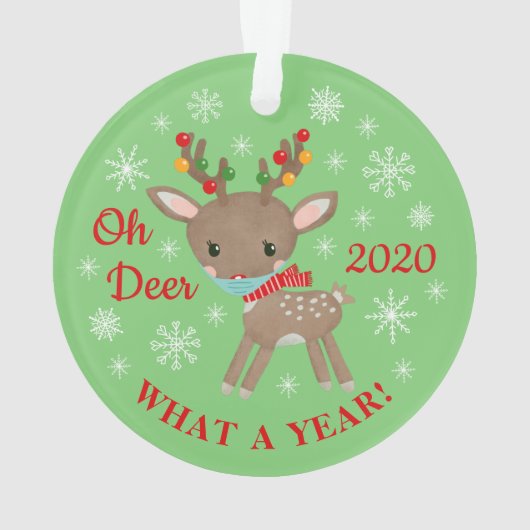ああ鹿なんとトナカイのマスククリスマスグリーン オーナメント (裏面)