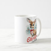 ああ鹿のクリスマスはここにいるマグカップ コーヒーマグカップ (正面右)