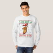 ああ鹿のクリスマスはここにここに醜いセーター鹿の恋人 Tシャツ (正面フル)