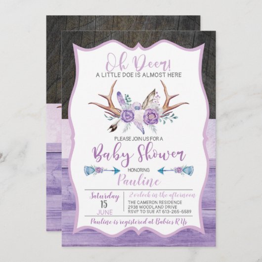 ああ鹿の少し雌鹿ほとんどここ赤ちゃんシャワー セーブザデート (正面/裏面)