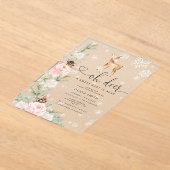 ああ鹿の甘いベビーは女の子の赤ちゃんシャワーの近くにある アクリル招待状 (レイダウン)