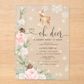 ああ鹿の甘いベビーは女の子の赤ちゃんシャワーの近くにある アクリル招待状 (正面)