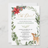 ああ鹿の男女兼用クリスマス赤ちゃんシャワー 招待状 (正面)