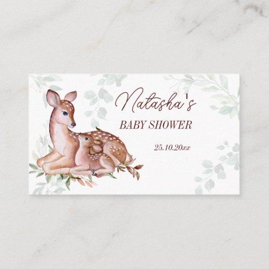 ああ鹿の赤ちゃんシャワーおむつラッフル エンクロージャーカード (裏面)