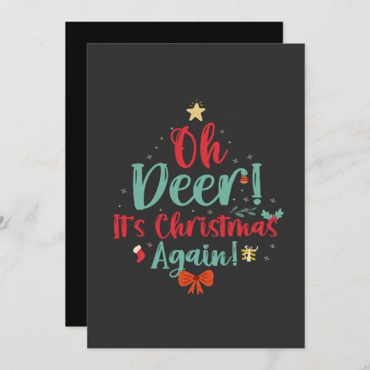 ああ鹿再びクリスマスおもしろいプレゼント 招待状 (正面/裏面)