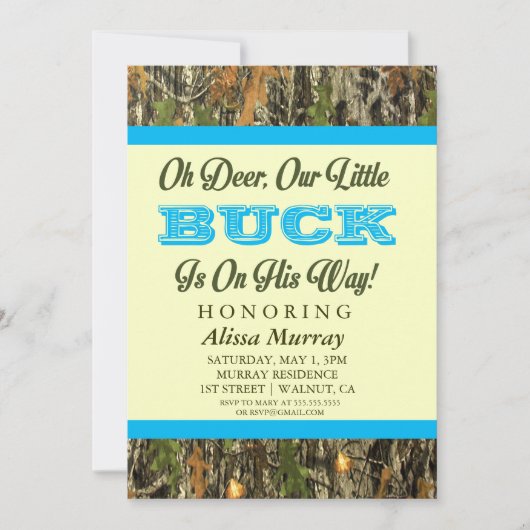 ああ鹿我々の小さな金は赤ん坊のシャワーの途中だ 招待状 (正面)