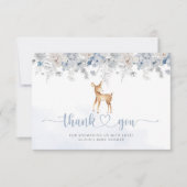 ああ鹿青い銀の男の子の赤ん感謝していだシャワー カード (正面)