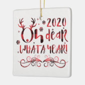 ああ鹿2020年の赤いバッファロープレイド セラミックオーナメント (左)