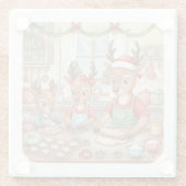 ああ鹿、クリスマスがやってきた！ガラスコースター ガラスコースター (裏面)