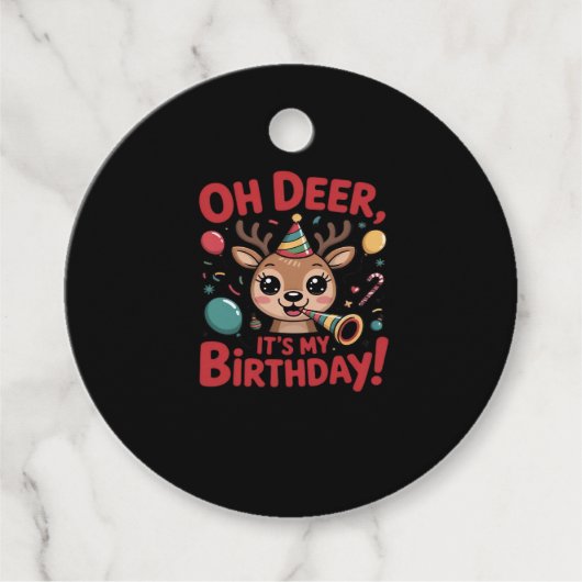 ああ鹿、誕生日だなんて！かわいいトナカイのフェスティブなスタイル フェイバータグ (正面)
