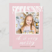 ああ、とてもピンクのメリークリモダンスマス写真 シーズンカード (正面/裏面)