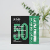 ああ、とても大きい5、50番目の誕生日緑と黒 招待状 (スタンド正面)