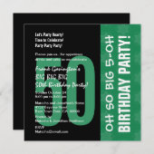 ああ、とても大きい5、50番目の誕生日緑と黒 招待状 (正面/裏面)