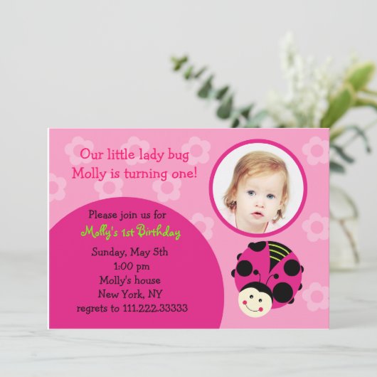 ああ、とても甘いラディバグバースデーパーティ招待状 招待状 (スタンド正面)