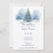 ああ、どのようなおもしろい雪の常緑冬の誕生日パーティー 招待状 (正面)