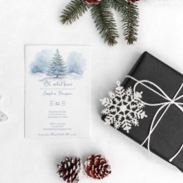 ああ、どのようなおもしろい雪の常緑冬の誕生日パーティー 招待状