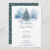 ああ、どのようなおもしろい雪の常緑冬の誕生日パーティー 招待状 (正面/裏面)