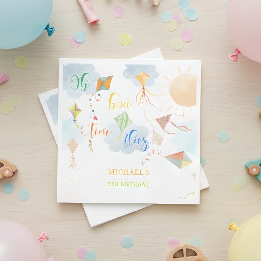 ああ、どのように時間が水の色の凧の誕生日を飛ぶ スタンダードランチョンナプキン