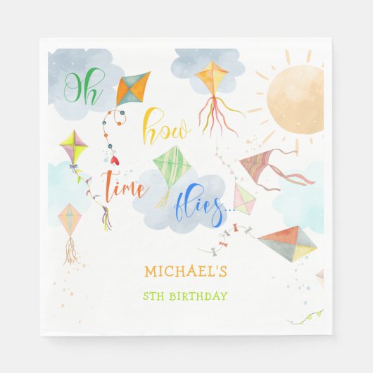 ああ、どのように時間が水の色の凧の誕生日を飛ぶ スタンダードランチョンナプキン (正面)