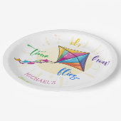 ああ、どのように時間が水の色の凧の誕生日を飛ぶ ペーパープレート (アングル)