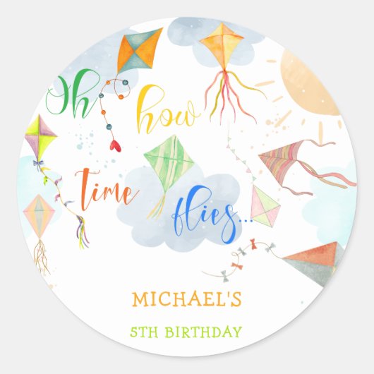 ああ、どのように時間が水の色の凧の誕生日を飛ぶ ラウンドシール (正面)