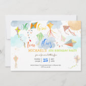 ああ、どのように時間が水の色の凧の誕生日を飛ぶ 招待状 (正面)