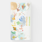 ああ、どのように時間が水の色の凧の誕生日を飛ぶ 横断幕 (縦)