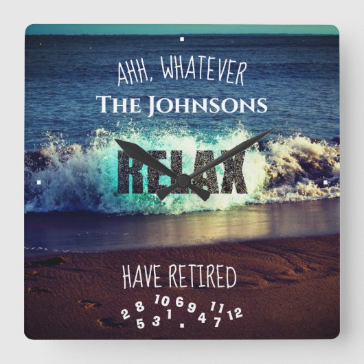 ああ、どんな名前でも退職した海波 スクエア壁時計 (正面)