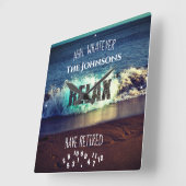 ああ、どんな名前でも退職した海波 スクエア壁時計 (傾斜)