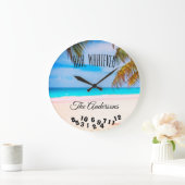ああ、どんな家族の名前とビーチ生活 ラージ壁時計 (ホーム)