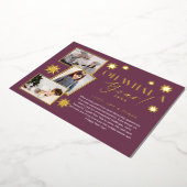 ああ、なんて一年だ!Year in Review金ゴールド&プラム3写真 箔シーズンカード (回転した状態)