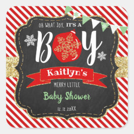 「ああ、なんて喜ぶんだ、男の子なんだ！」 クリスマスベビーシャワー スクエアシール