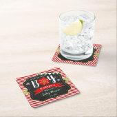 「ああ、なんて喜ぶんだ、男の子なんだ!」 クリスマスベビーシャワー スクエアペーパーコースター (インサイチュ)