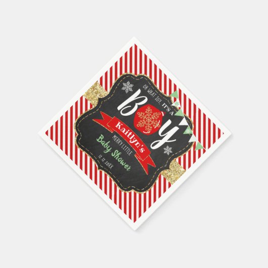 「ああ、なんて喜ぶんだ、男の子なんだ!」 クリスマスベビーシャワー スタンダードカクテルナプキン (角)