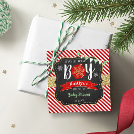 「ああ、なんて喜ぶんだ、男の子なんだ！」 クリスマスベビーシャワー フェイバータグ