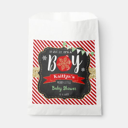 「ああ、なんて喜ぶんだ、男の子なんだ！」 クリスマスベビーシャワー フェイバーバッグ (正面)