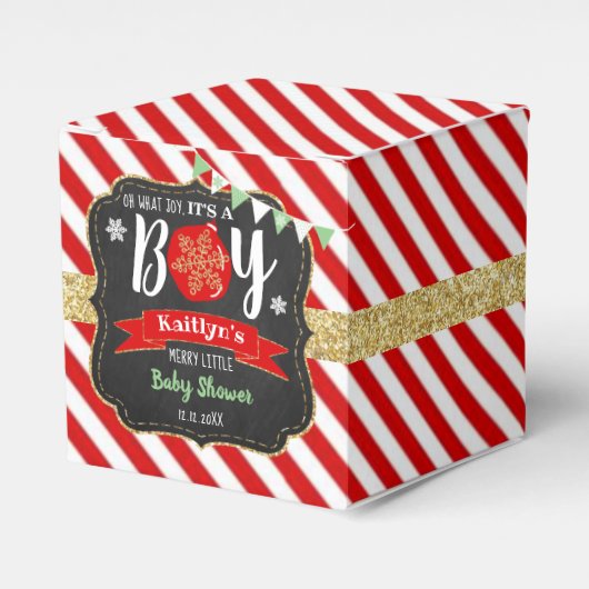 「ああ、なんて喜ぶんだ、男の子なんだ！」 クリスマスベビーシャワー フェイバーボックス (正面サイド)