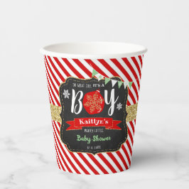 「ああ、なんて喜ぶんだ、男の子なんだ！」 クリスマスベビーシャワー 紙コップ
