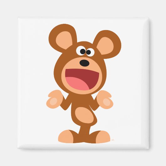 「ああ、まあ…」 Shruging Cartoon Bear Magnet マグネット (正面)