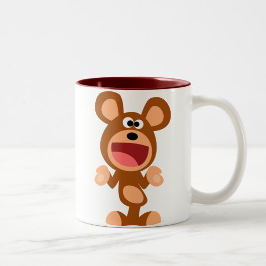 「ああ、まあ…」 Shruging Cartoon Bear Mug ツートーンマグカップ (右)