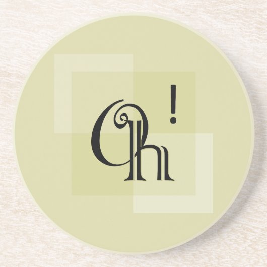 ああ!イエロエレガントグリーンモダンタイポグラフィアート コースター (正面)